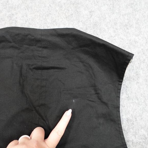 Vintage Vest Mens Small Tweed Wool Herringbone Waistcoat Black - Picture 8 of 13